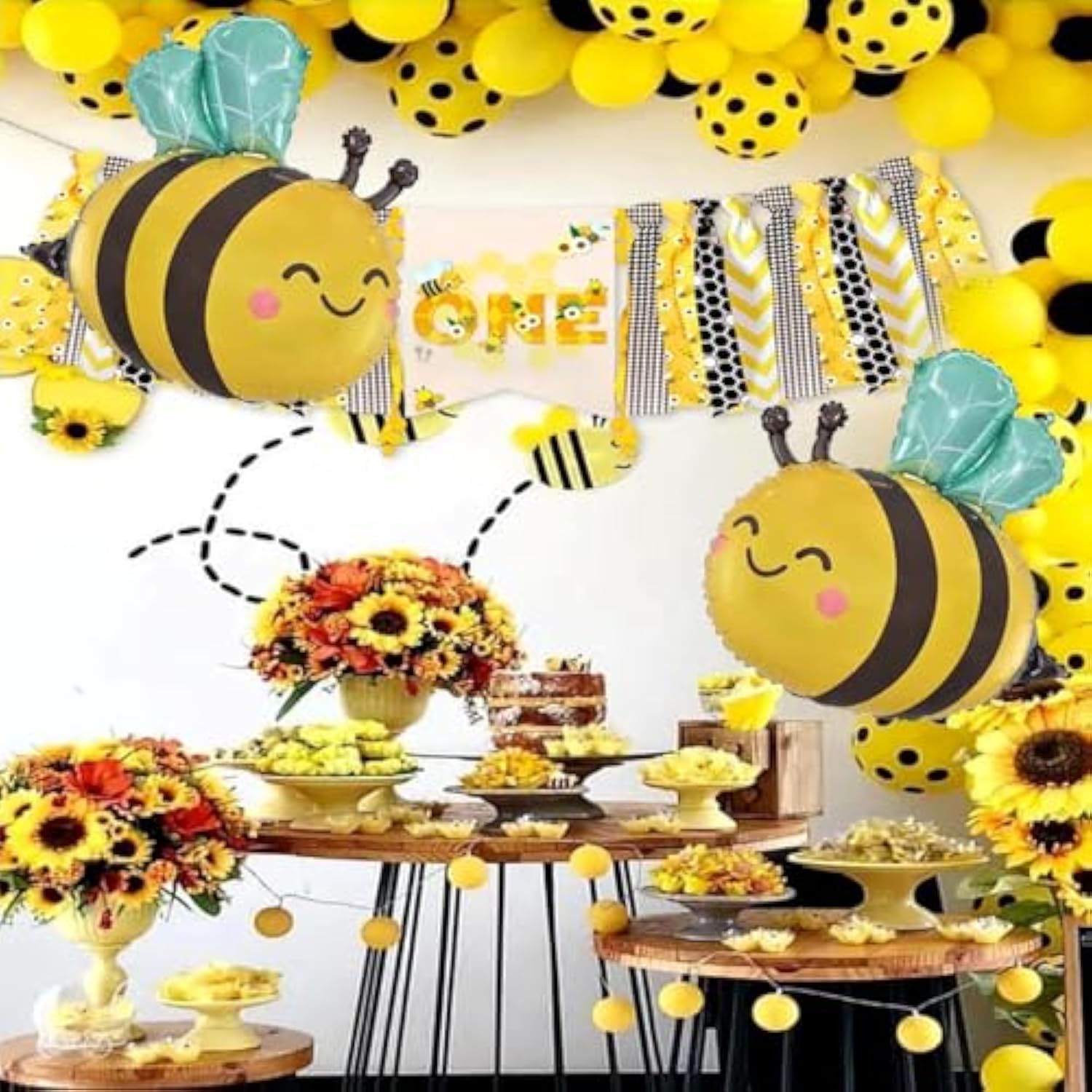 4 Pcs 31" Bee Balloons for Birthday & Baby Shower Decorations