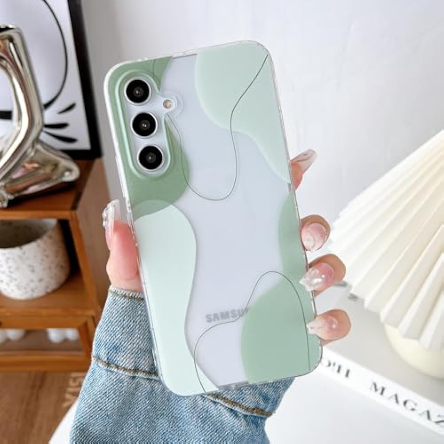 Compatible With Samsung Galaxy S25 Plus Case, Soft Shaped Art Design With Built-In Bumper Protective Phone Case, Cute Slim Tpu Cover Designed For Samsung Galaxy S25 Plus Case,Green