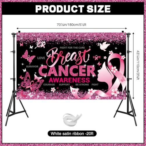 Breast Cancer Awareness Decorations, 71 x 43 in Breast Cancer Backdrop