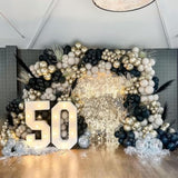 35pcs Black White Gold Balloons 12in with Metallic Confetti for Party Decor