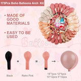 173Pcs Dusty Rose Pink Nude Balloon Garland Arch Kit, 18In Retro Blush Peach Mauve White Sand Gold Confetti Balloons For Girl Baby Shower Wedding Boho Birthday Party Decorations