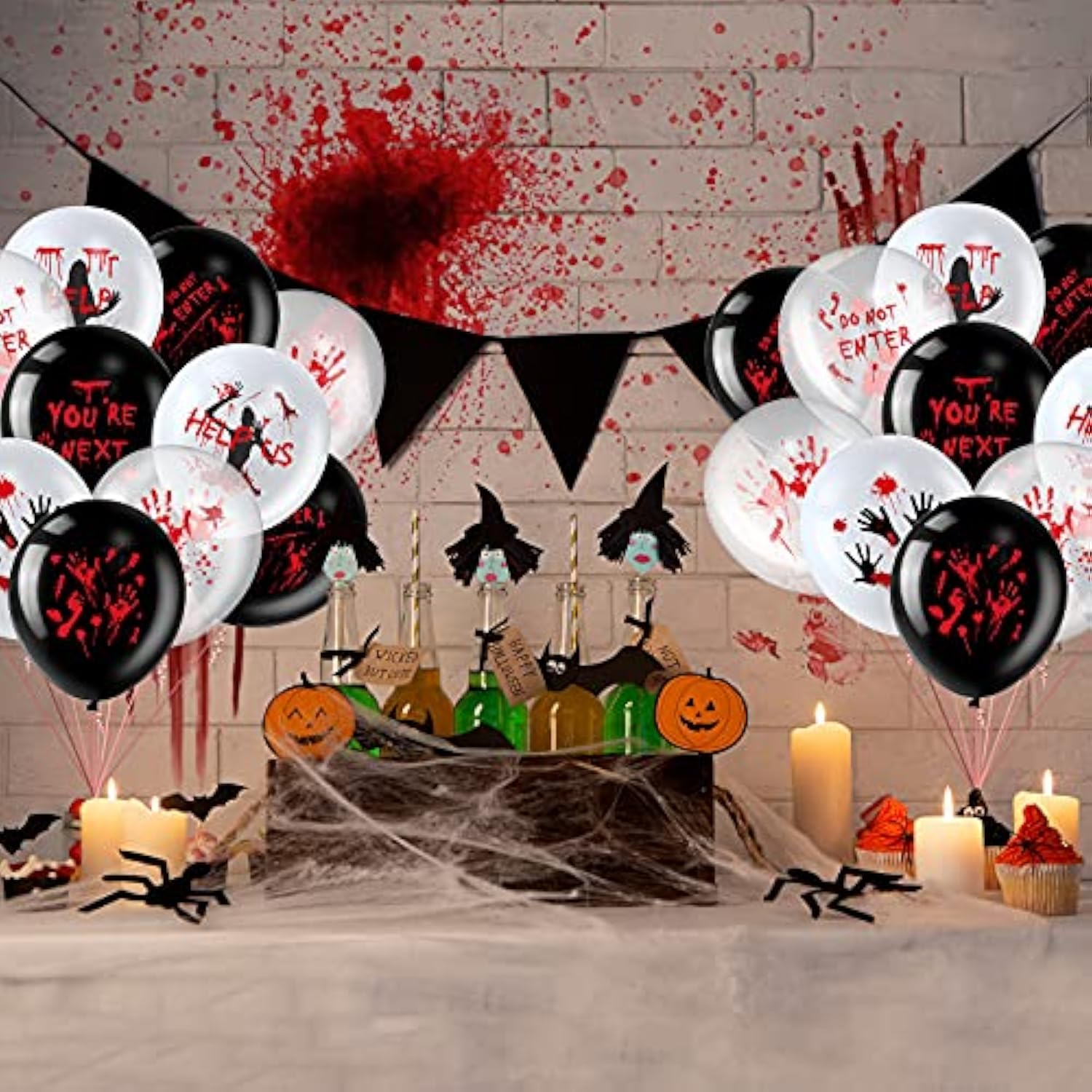 45 Pack Scary Halloween Balloons 12 Inch Bloody Latex Zombie Vampire Party Decor