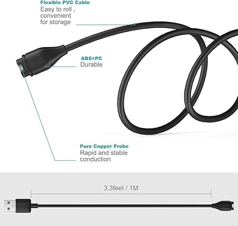 2 Pack Garmin Watch Charger Cable 3.3FT USB Charging Cord Compatible with Garmin Smartwatches