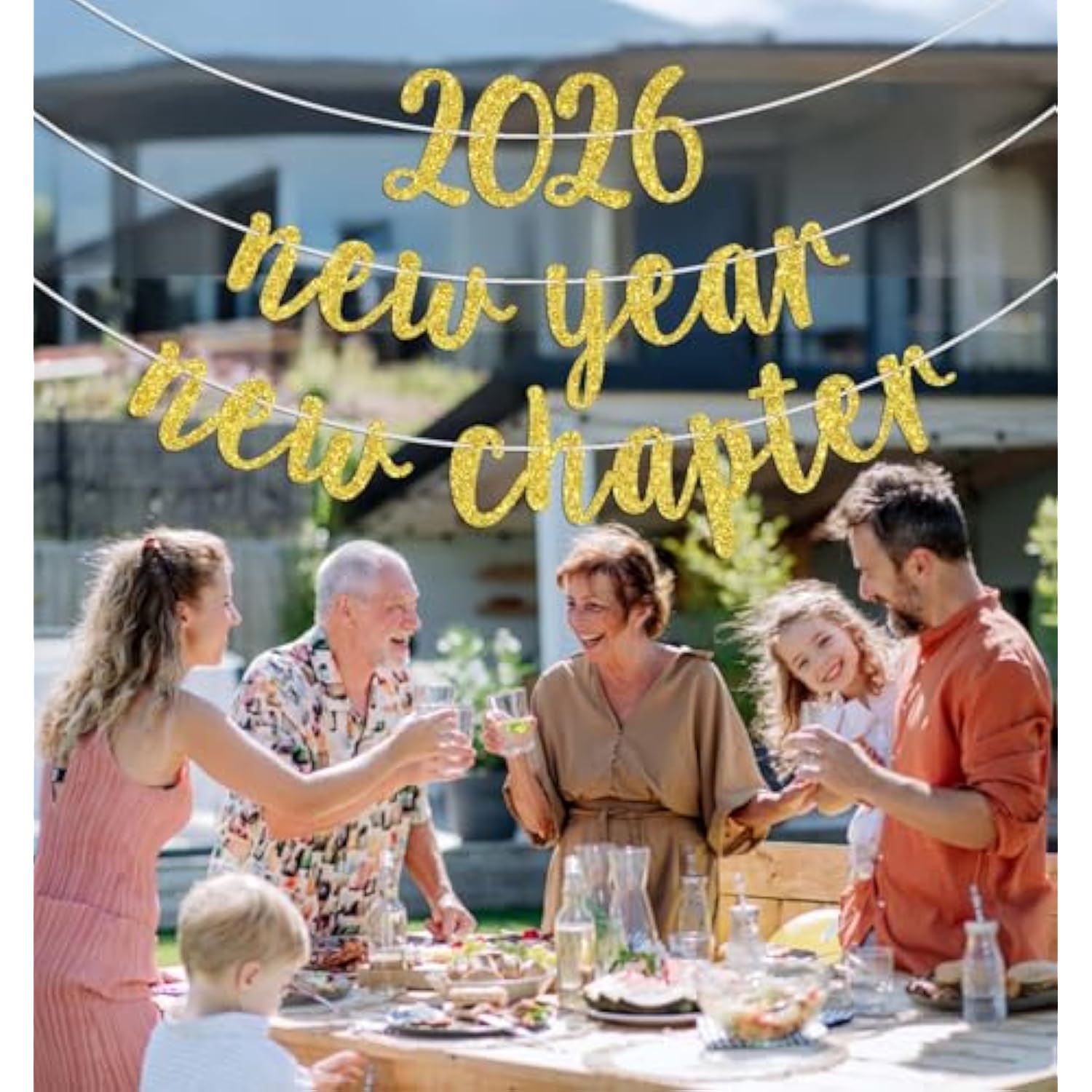 2026 New Year New Chapter Gold Glitter Banner Party Decor