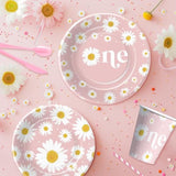Daisy 1St Birthday Plates And Napkins Party Decorations Tableware, Groovy Retro Daisy First Birthday Party Supplies, Paper Plate, Napkin, Cup, Fork, Serves 24