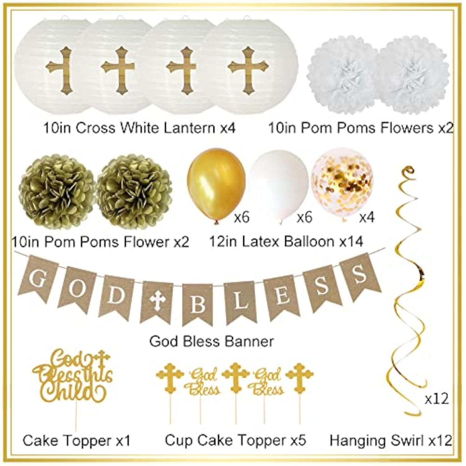 Baptism Decorations For Boys, First Communion Decorations, Christening Decor 1St Holy Communion Party Supplies God Bless Banner Blue Party