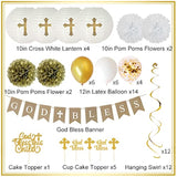 Baptism Decorations For Boys, First Communion Decorations, Christening Decor 1St Holy Communion Party Supplies God Bless Banner Blue Party