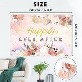 Happily Ever After Backdrop Banner, Mr & Mrs Wedding Party Photography Backdrop Poster Engagement Party Anniversary Bridal Shower Decorations Photo Booth Props 6x4ft