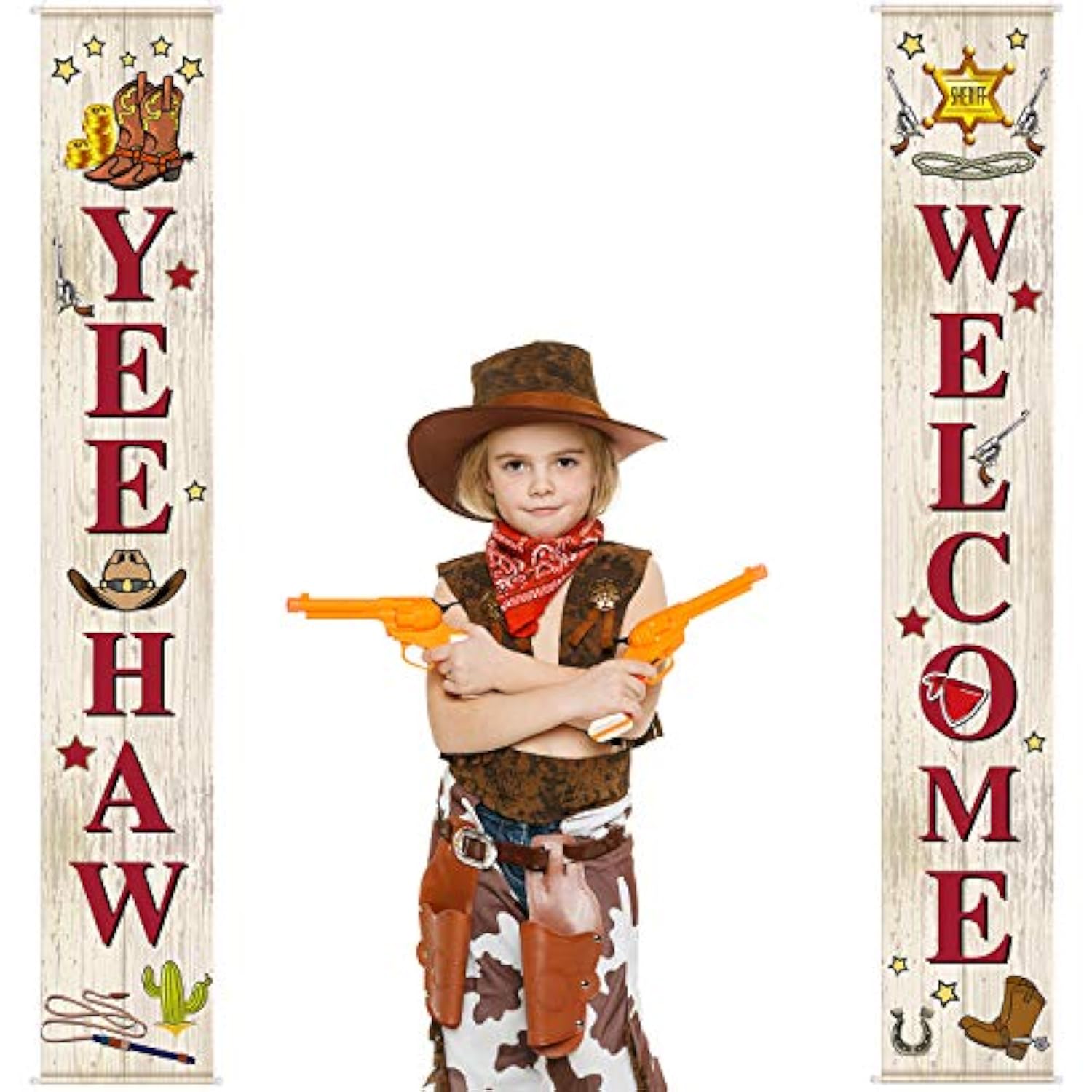 Western Cowboy Party Decorations Yee Haw Banner, Rodeo Favors & Porch Sign