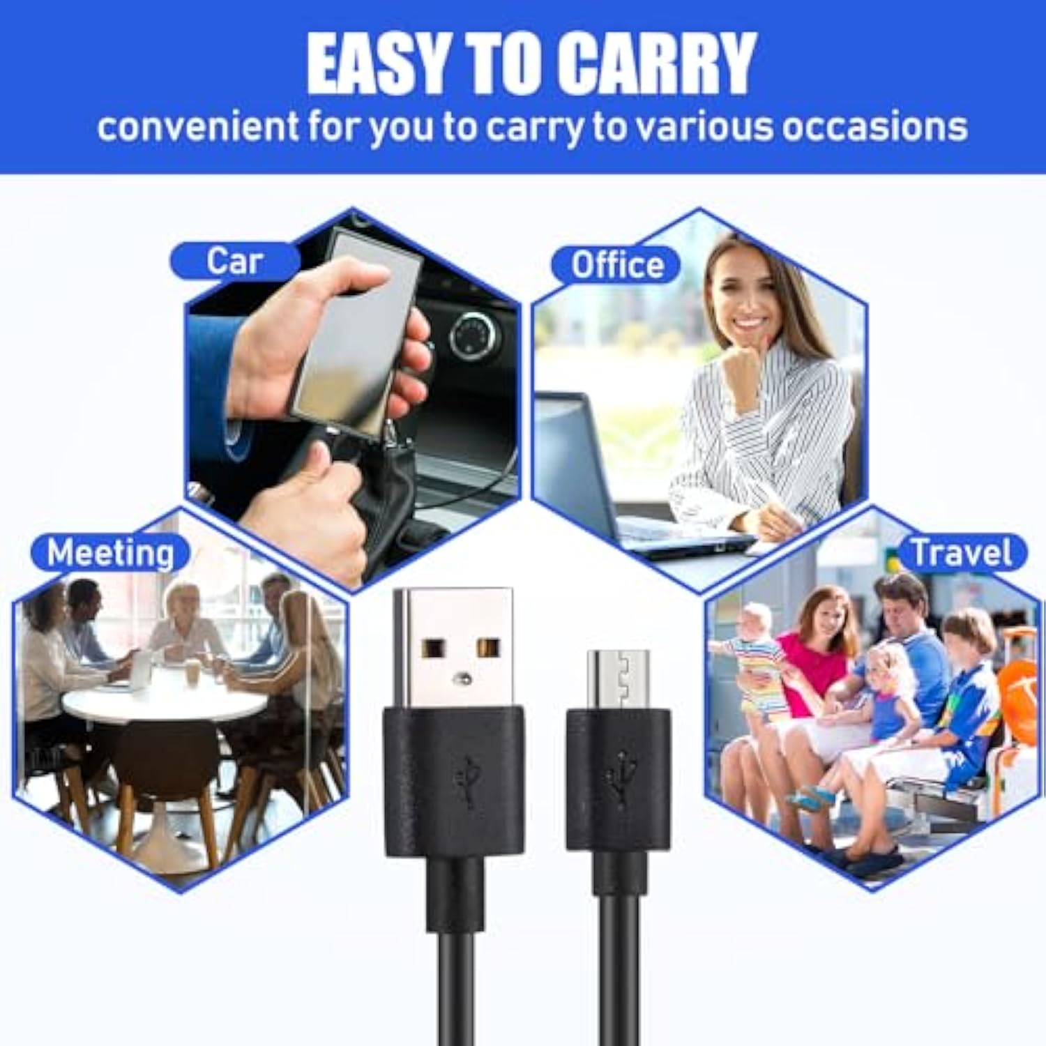 50 Pcs Micro Usb Cable Bulk, 3.3 Ft Fast Charging Cable 2A Black Cable Charge