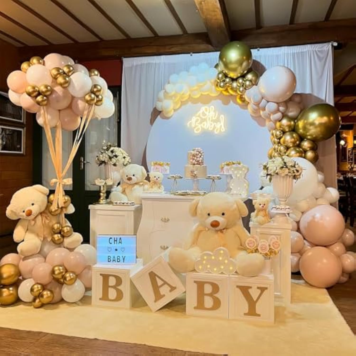 White & Gold Balloon Garland Kit: Boho Party Arch (82 pcs)
