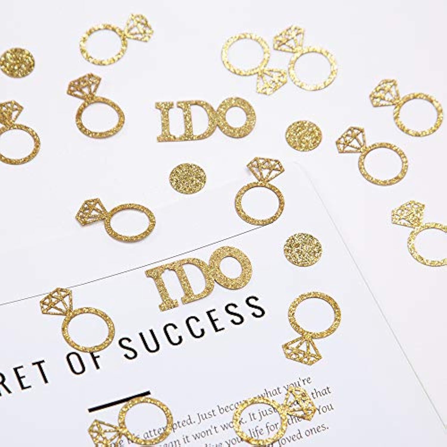 Gold Wedding Table Confetti,Glitter Paper Diamond Ring Confetti, I Do Engagement Party Table Scatter,Bachelorette Bridal Shower Party Decorations
