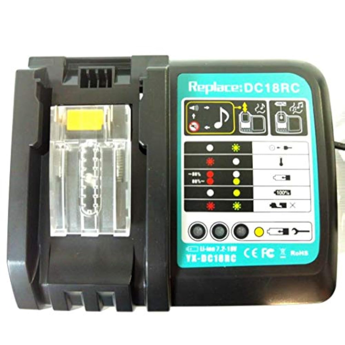 Dc18Rc 14.4V-18Vli-Ion Battery Charger Compatible With Makita Dc18Rc Dc18Rd Dc18Ra Dc18Sd Dc18Sf To Work With Bl1830 Bl1840 Bl1850 Bl1860 Bl1840B Bl1820 Bl1815 Bl1430 Bl1450 Makita 18V Battery