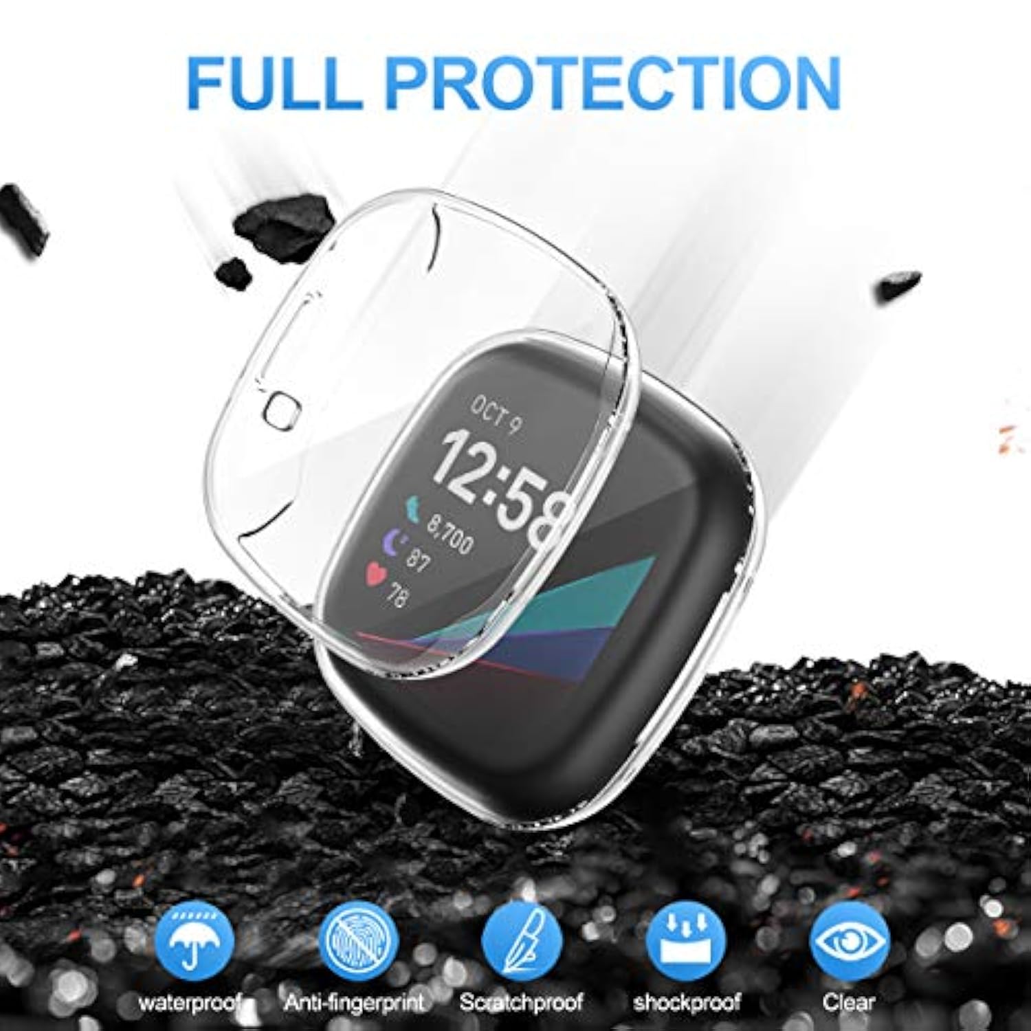 4Pack Screen Protector Case Compatible With Fitbit Sense/Versa 3, Soft Tpu Plated Bumper Full Cover Protective Cases For Sense Smartwatch [Scratchproof]