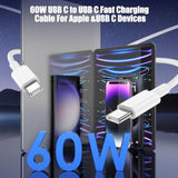 2-Pack 10Ft 60W Usb C To Usb C Cable, Type C To Type C Cable,Fast Charging Cab