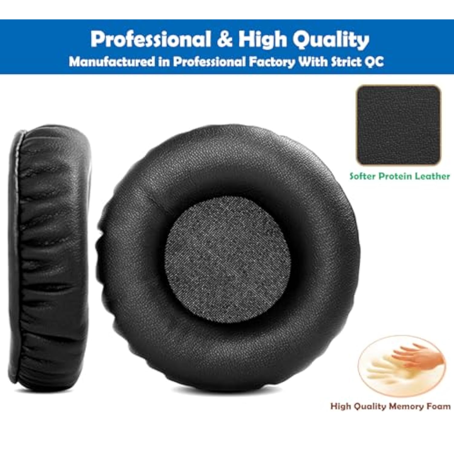 Professional Replacement Earpads Cushion Compatible With Jabra Hsc011 Uc Voice 550 Ms Duo Wired Usb Headset Ear Pads With Skin-Friendly Leather And Memory Foam