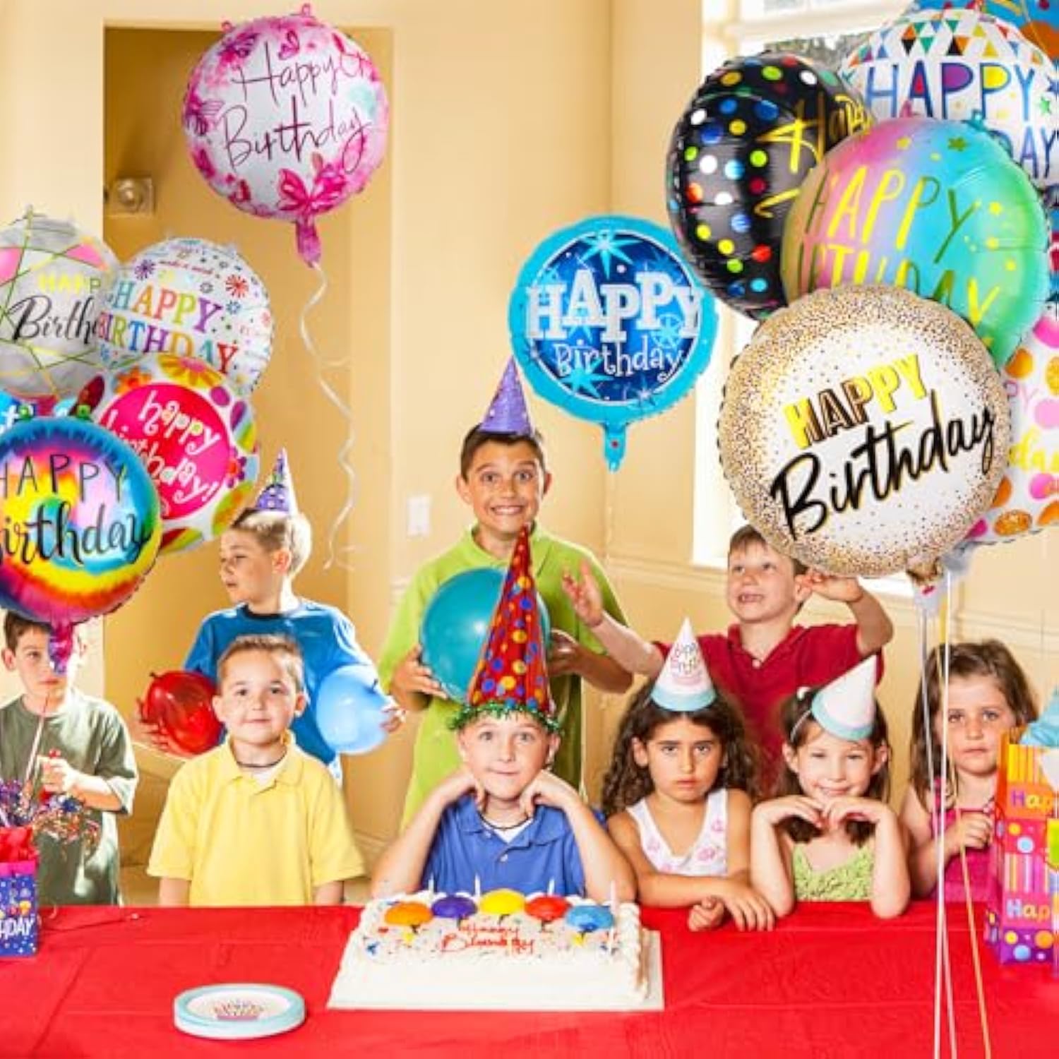 100pcs 18" Happy Birthday Foil Balloons – Assorted Patterns for Party Decor