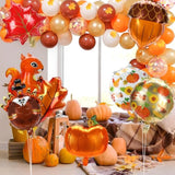 Thanksgiving Foil Balloon Set: Turkey, Pumpkin, Maple Leaf, Squirrel (8 Pcs)