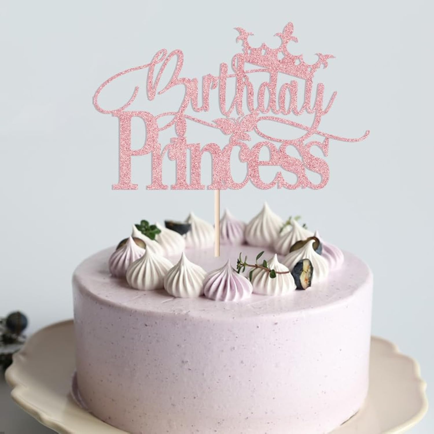 Glitter Pink Birthday Princess Cake Topper Crown Decor for Girl/Adult Parties