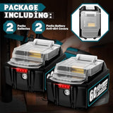 2-Pack 18V 6.0Ah Replacement Batteries for Makita with Dustproof Covers