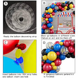105PCS Blue, Red & Black Balloon Arch Kit – Garland Set with Confetti Balloons for Parties