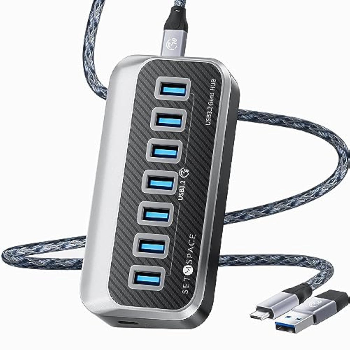 32-Degree Ergonomic Design 7-Port Data Hub,Usb 3.2 Gen1 5Gbps Adapter, , With
