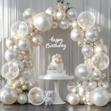 Ivory White Balloon Garland Kit – Pearl, Sand & Bobo Balloons for Wedding or Baby Shower