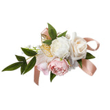Artificial Flower Shoulder Corsage For Bride Bridesmaids Wedding Party Ceremony Anniversary Prom Suit-Pink+Champagne+White (1Pc)