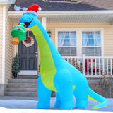 10Ft Christmas Inflatables Outdoor Decorations, Blow Up Dinosaur Eat Christmas Tree Shake Dinosaur With Built-In Leds Fo