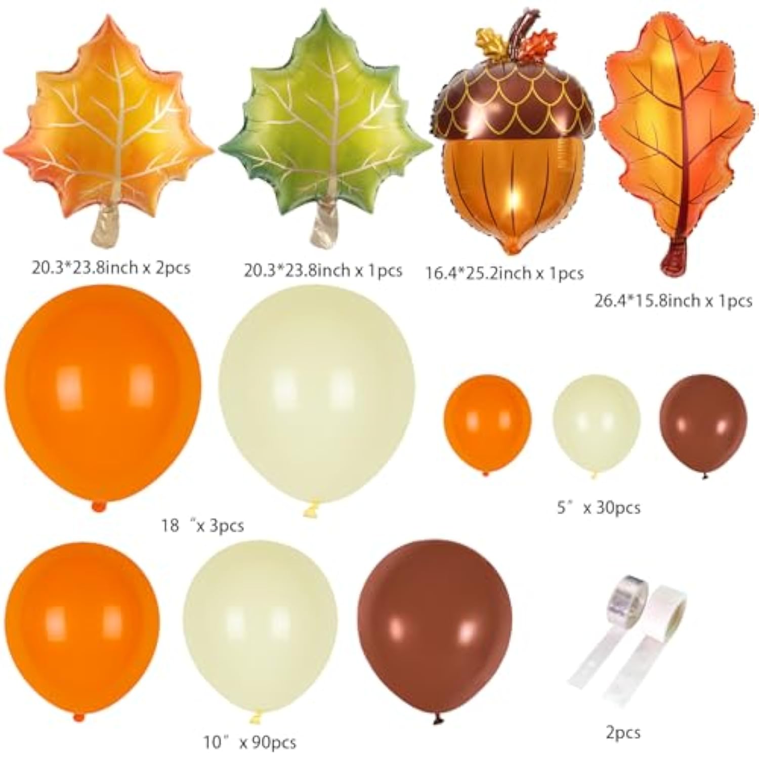 Fall Thanksgiving Balloon Arch Kit Orange Brown Maple Foil Balloons Autumn Party Decor