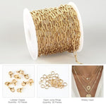5M Gold Plated Necklace Chain For Jewelry Making 304 Stainless Steel Paperclip Chain Roll With Lobster Clasps And Jump Rings For Men Women Making Jewelry Craft Support Jewelry Findings