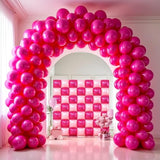 50Pcs Hot Magenta Pink Square Foil Balloon Wall, Double Sided Metallic Pink Garland Kit, Reusable Diy Mylar Balloon Arch For Anniversary Bachelorette Birthday Engagement Bridal Baby Shower Party Decor