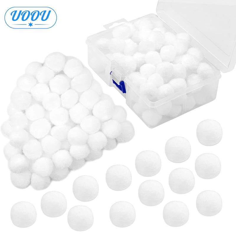 100 Pcs White Pom Poms 1Inch/2.5Cm, Solid Color Craft Pom Poms Bulk With Stora