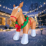 5 Ft Christmas Inflatable Horse Decoration, Led Lighted Xmas Horse Blow Up Decor For Farm Lawn Yard Garden Home Indoor O