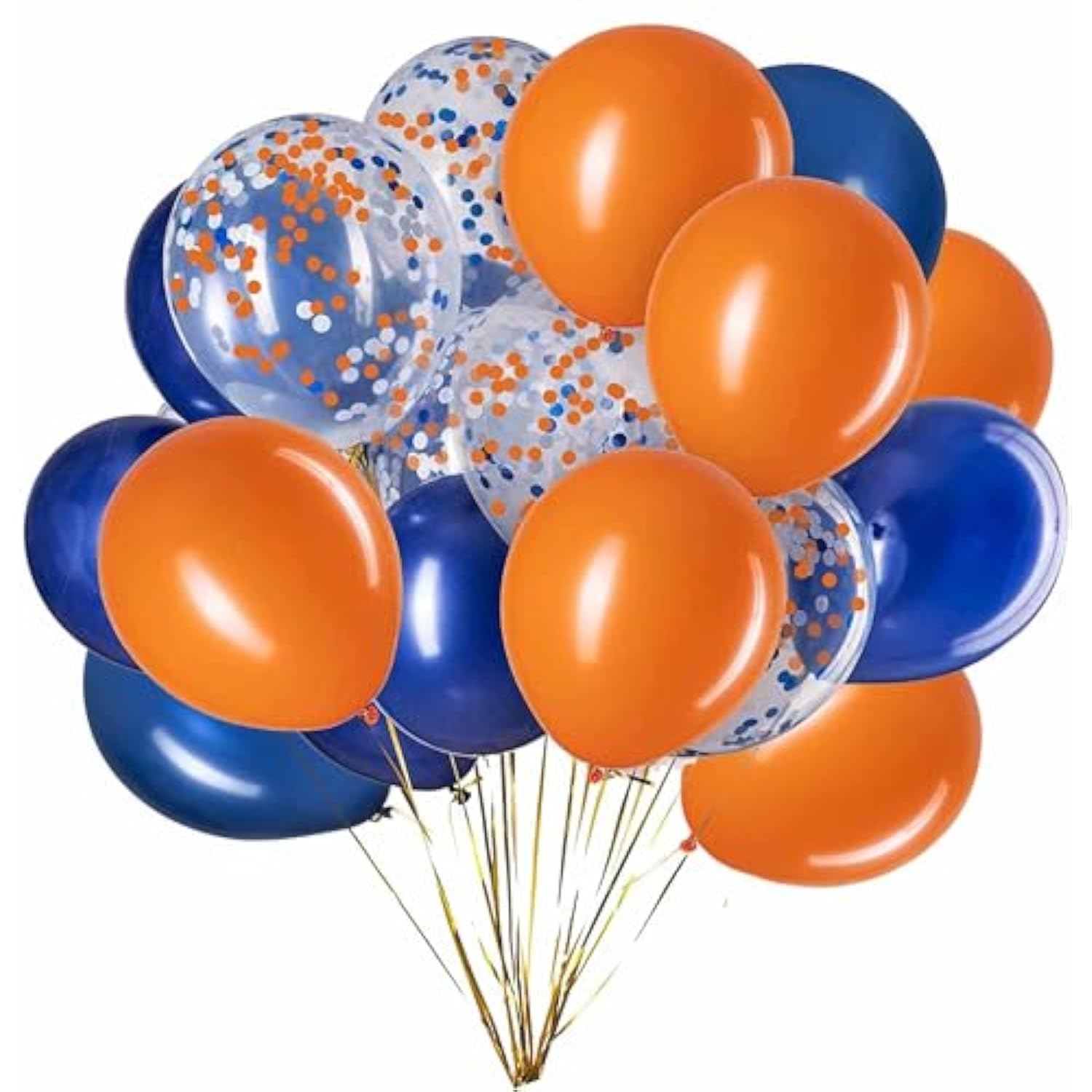 Blue, Confetti And Orange Balloons – Pack Of 50, Great For Weddings Birthdays Bridal Shower Decorations Graduation Party Decorations Supplies 3 Style, 12 Inch