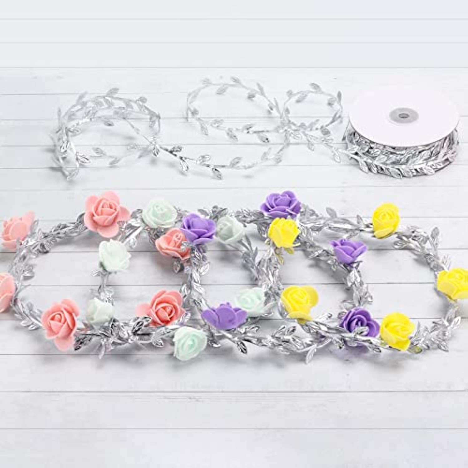 32.8 Yard Silver Leaf Ribbon Fabric Leaf Ribbon Trim Rope For Diy Craf