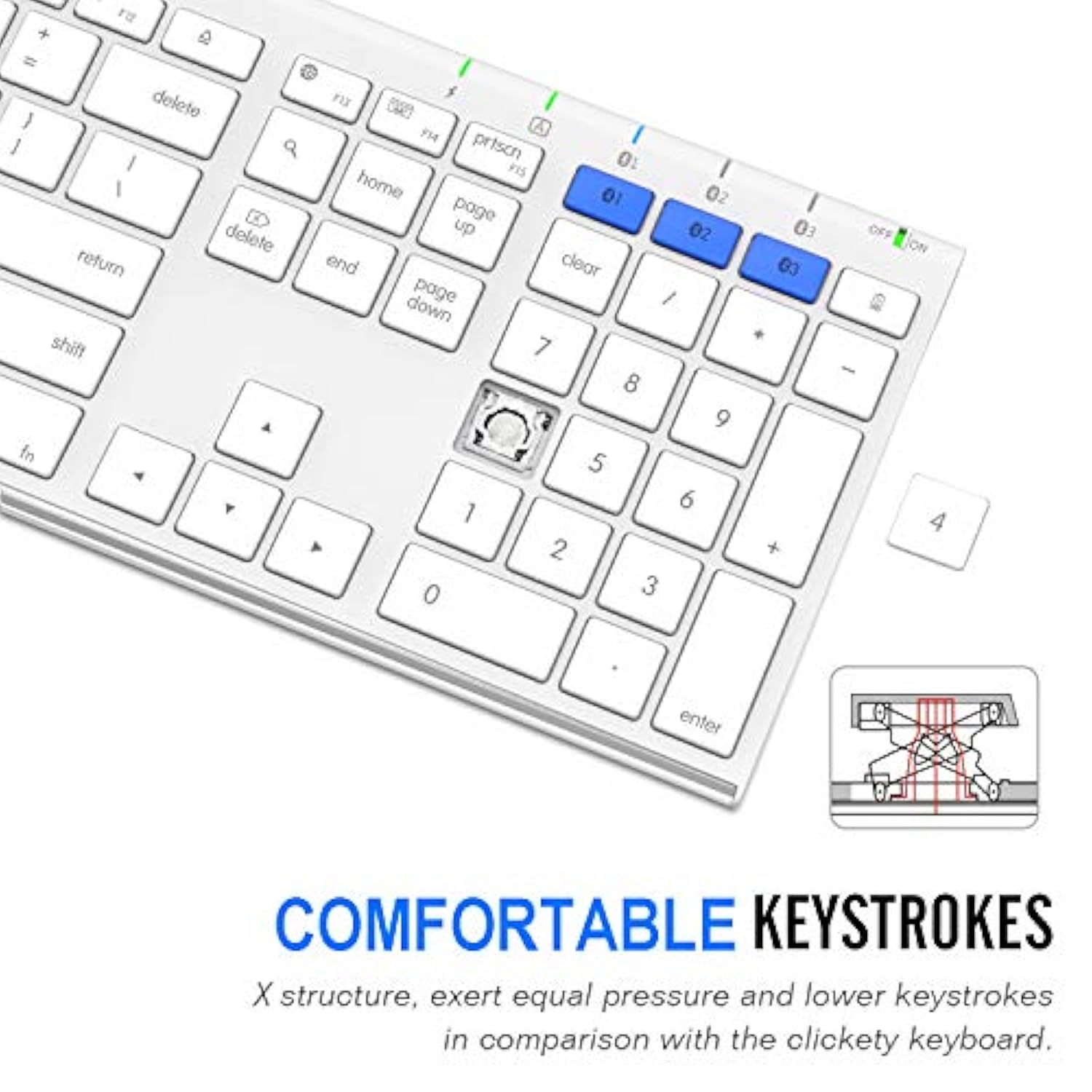 Bluetooth Keyboard For Mac Ipad Multi-Device Stainless Steel Full Size Wireles