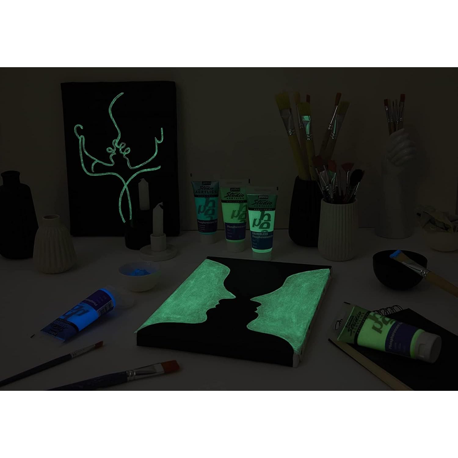 Pebeo - Acrylic Fine Studio Acrylics - Phosphorescent Gel Yellow - Phosphorescent Gel Yellow 100ml/3.38oz