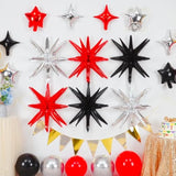 14pc Red, Black & Silver Star Balloon Kit 22" Explosion & 10" Star Foils