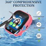2-Pack Compatible With Sync Up Kids Watch 2 Screen Protector, Hard Pc Overall Protective Case Bumper Tempered Glass Cover Accessories For Syncup Kids Watch 2,Purple+Pink
