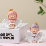 1 Pair Angel Cake Topper Figurines Angel Prince Princess Sculpture Cake Decoration Christmas Desktop Ornaments Home Table Centerpieces Baby Shower Birthday Party Supplies
