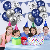15Pcs Navy Blue Silver 13Th Birthday Balloons For Boys & Girls, Happy 13Th Birthday Party Decorations, 12 Inches