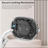 Beats Studio Buds/Buds Clear Case with Lock, Soft Bling Transparent TPU Protective Cover Skin with Cleaner Kit & Keychain for Beat Studio Buds/Buds Plus Earbuds - Glitter Black