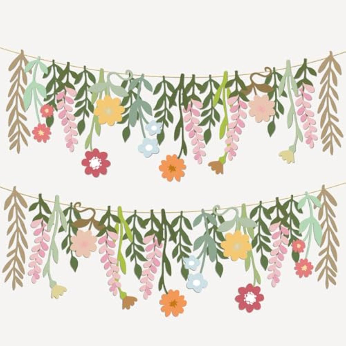 2 Pcs Flower Birthday Party Banner Spring Decor Floral Theme Hanging Garland Spring Happy Birthday Flower Banner Boho Floral Leaf Party Supplies For Women Wedding Baby Shower Backdrop Indoor Outdoor