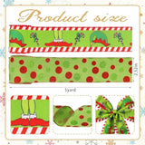 2 Rolls Christmas Ribbon For Wreath Bow Wrapping Gifts, Green Dots Monster Ribbon For Gift Wrapping Party Supplies Decoration Diy Crafts 2.5" X 10 Yard Wired Winter Christmas Wreath Ribbon