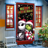 Merry Christmas Door Cover Christmas Photo Backdrop Xmas Winter Holiday Party Decorations And Supplies For Home-71×35''