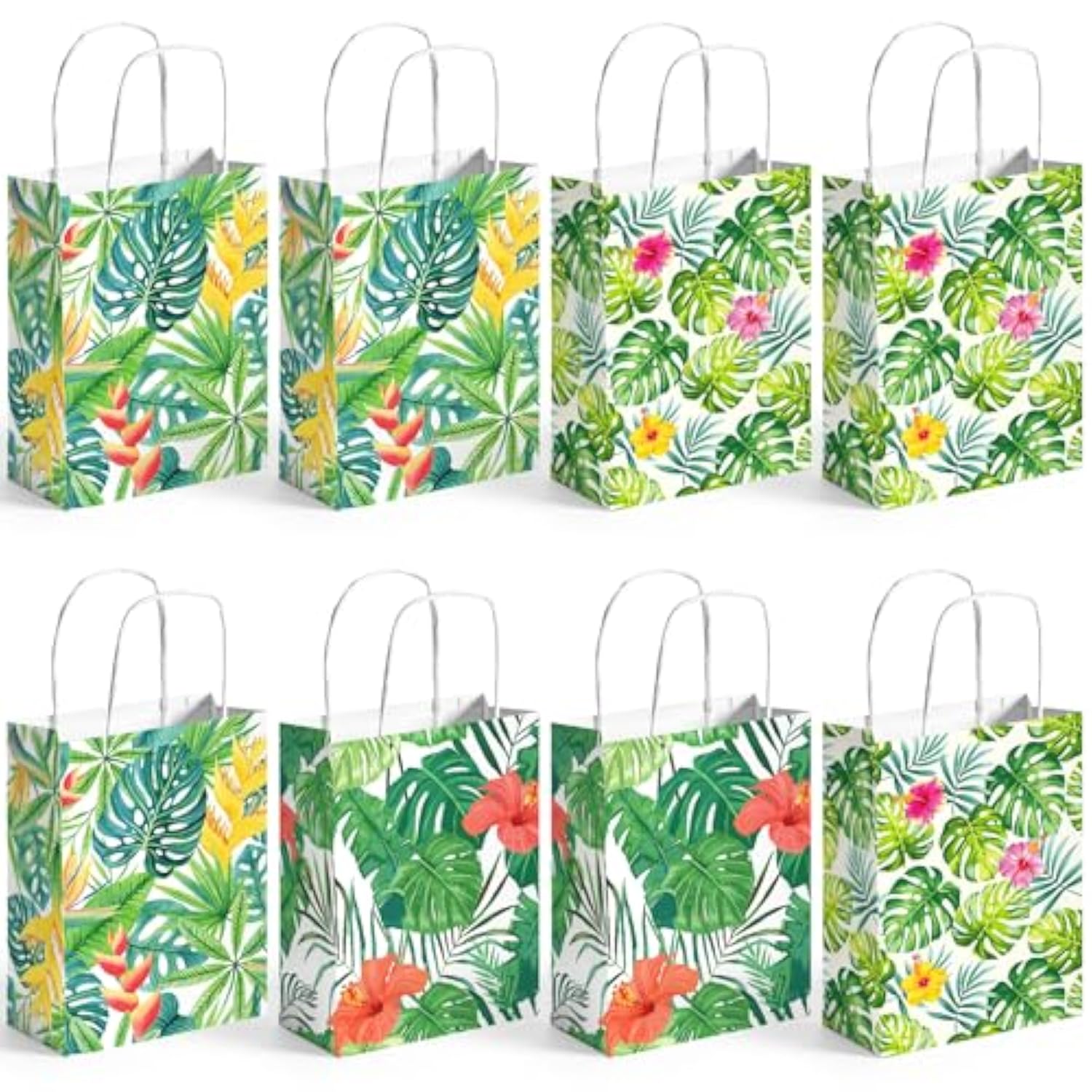 32Pcs Luau Party Bags Tropical Paper Bags With Handle Hawaiian Aloha Party Favor