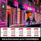 Pink Christmas Lights Set 100 Count 19.6 Feet Incandescent Bulb Mini String Lights For Indoor Christmas Tree Garland Bir