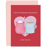 Old English Co. Happy 6Th Anniversary Card - Sugar Anniversary Greeting Card - Funny 6Th Anniversary Card Husband Wife - Sweet Sugar Wedding Anniversary Card For Couple | Blank Inside With Envelope