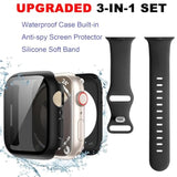 3 In 1 Waterproof Privacy Case For Apple Watch 10 With Band Black,Water Proof Face Cover Built-In Anti Spy Tempered Glass Screen Protector & Silicone Soft Bands For Iwatch Series 10 (Black, 42Mm)